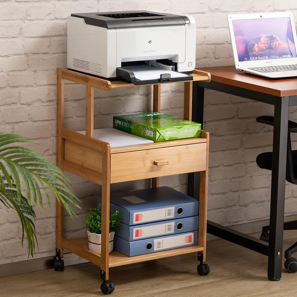 3-Tiers Mobile Printer Stand with Drawer I3415