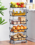 5 Tier Wire Fruit Basket with Wheels V288101