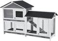 62" Wooden Waterproof Bunny Hutch Rabbit Cage Guinea Pig Coop with Stairs and Cleaning Tray V822