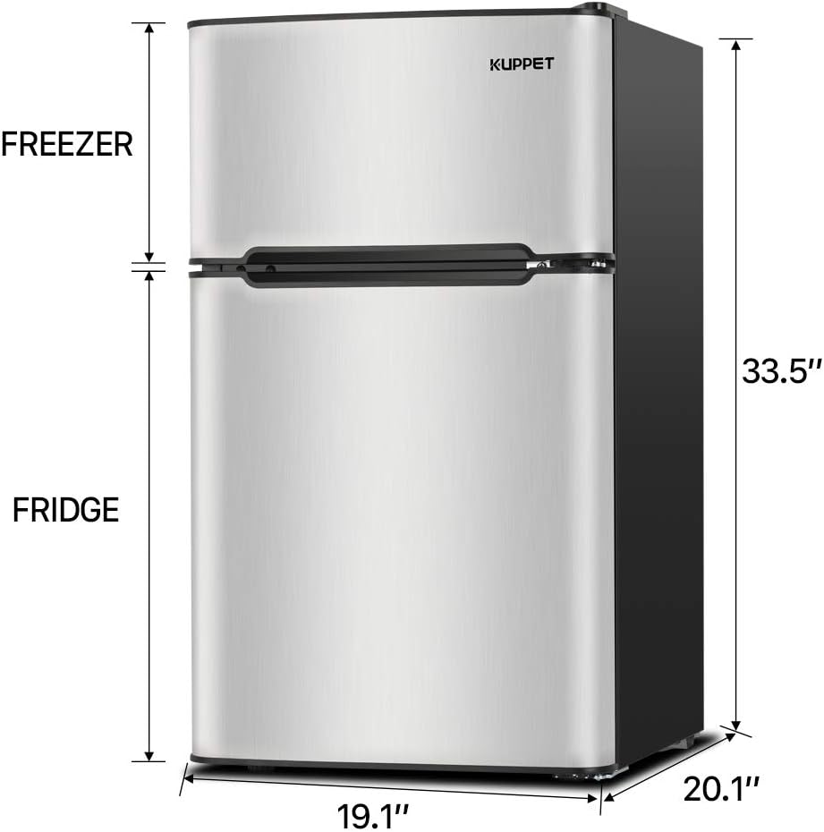 Compact 3.2 Cu.Ft Double Door Stainless Steel Refrigerator G339