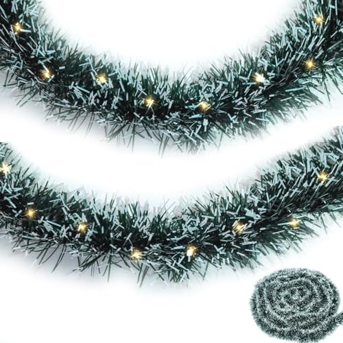 15FT Lighted Artificial Christmas Garland with Lights 2 Pack U6218