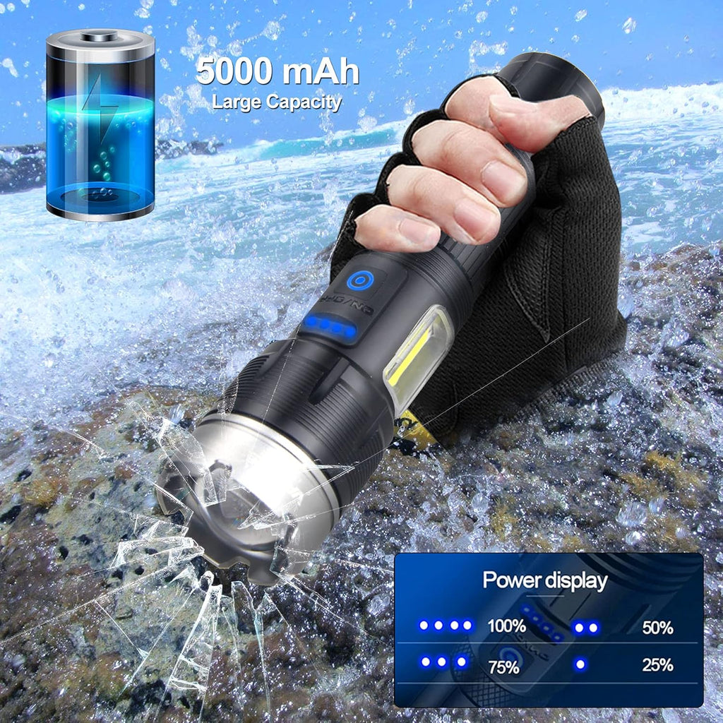Brightest Rechargeable Zoom Flashlight Lantern Combo F3365