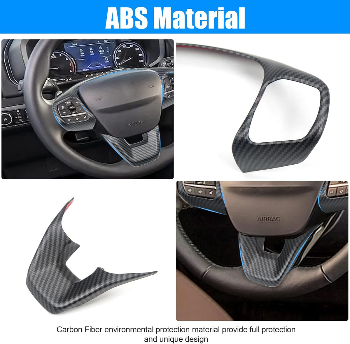 Steering Wheel Panel Cover Trim Kit Carbon Fiber Style K537320
