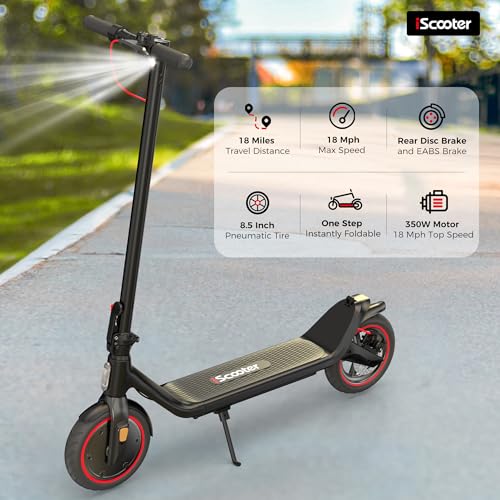 Electric Scooter, 18/12 Miles Long Range, 22/19/18 Mph Top Speed, Double Braking Systems U408565