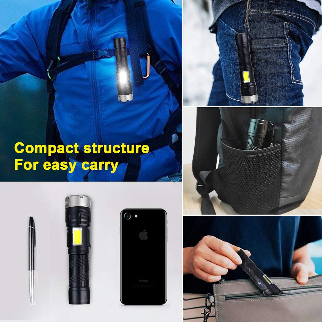 Brightest Rechargeable Zoom Flashlight Lantern Combo F3365