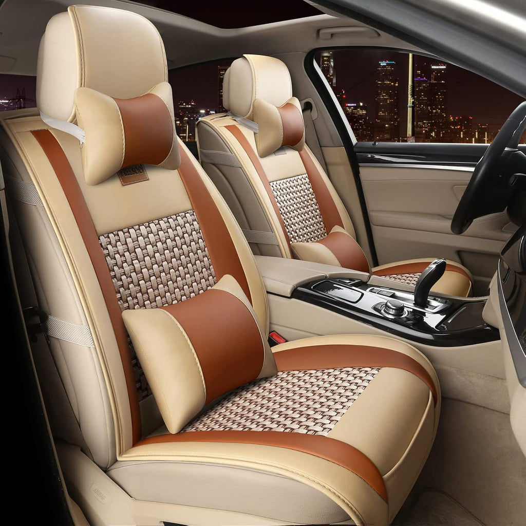 Leather Car Seat Covers Full Set Waterproof Universal P186