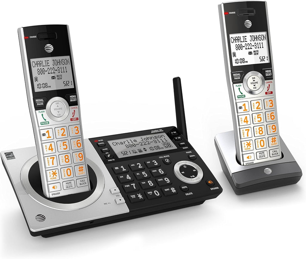 Silver/Black DECT 6.0 Expandable Cordless Phone with 2 Handsets X26096