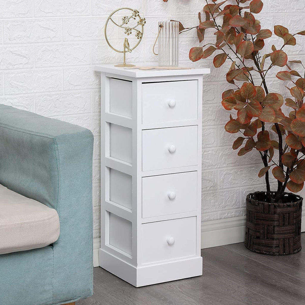 White 4 Drawer Wooden Bathroom Storage Cabinet X126962
