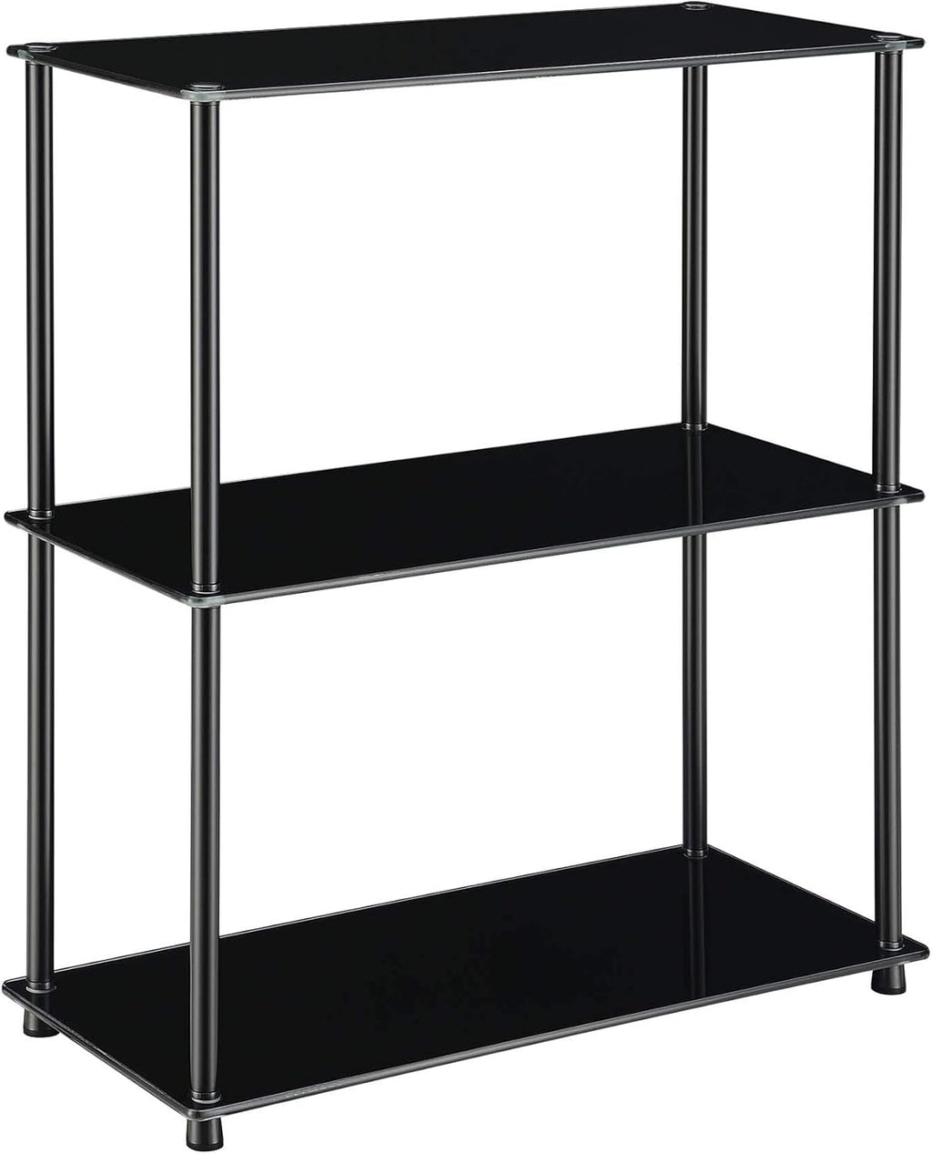Black 3-Shelf Glass Bookcase D19199