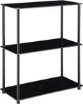 Black 3-Shelf Glass Bookcase D19199