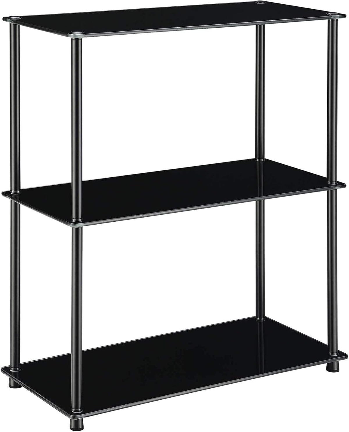 Black 3-Shelf Glass Bookcase D19199