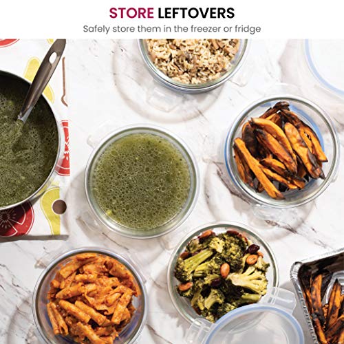 12-Piece 35oz Glass Food Storage Containers Set with Hinged Locking Lids P582757