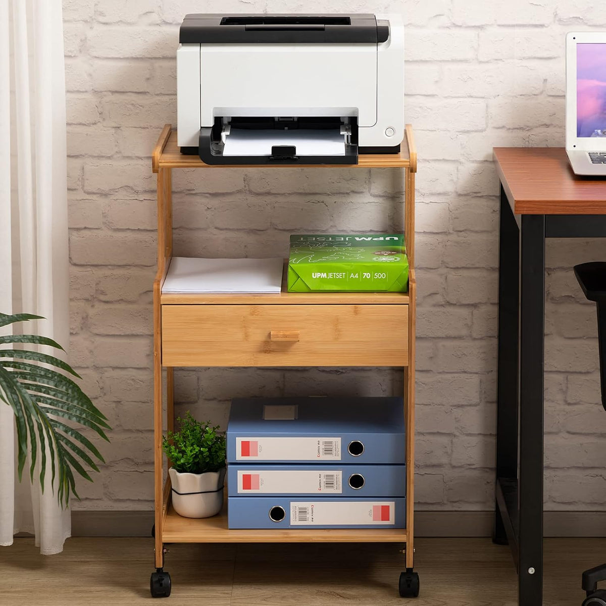 3-Tiers Mobile Printer Stand with Drawer I3415