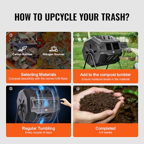 43-Gal Dual Chamber Composting Tumbler with Steel Frame Q659457