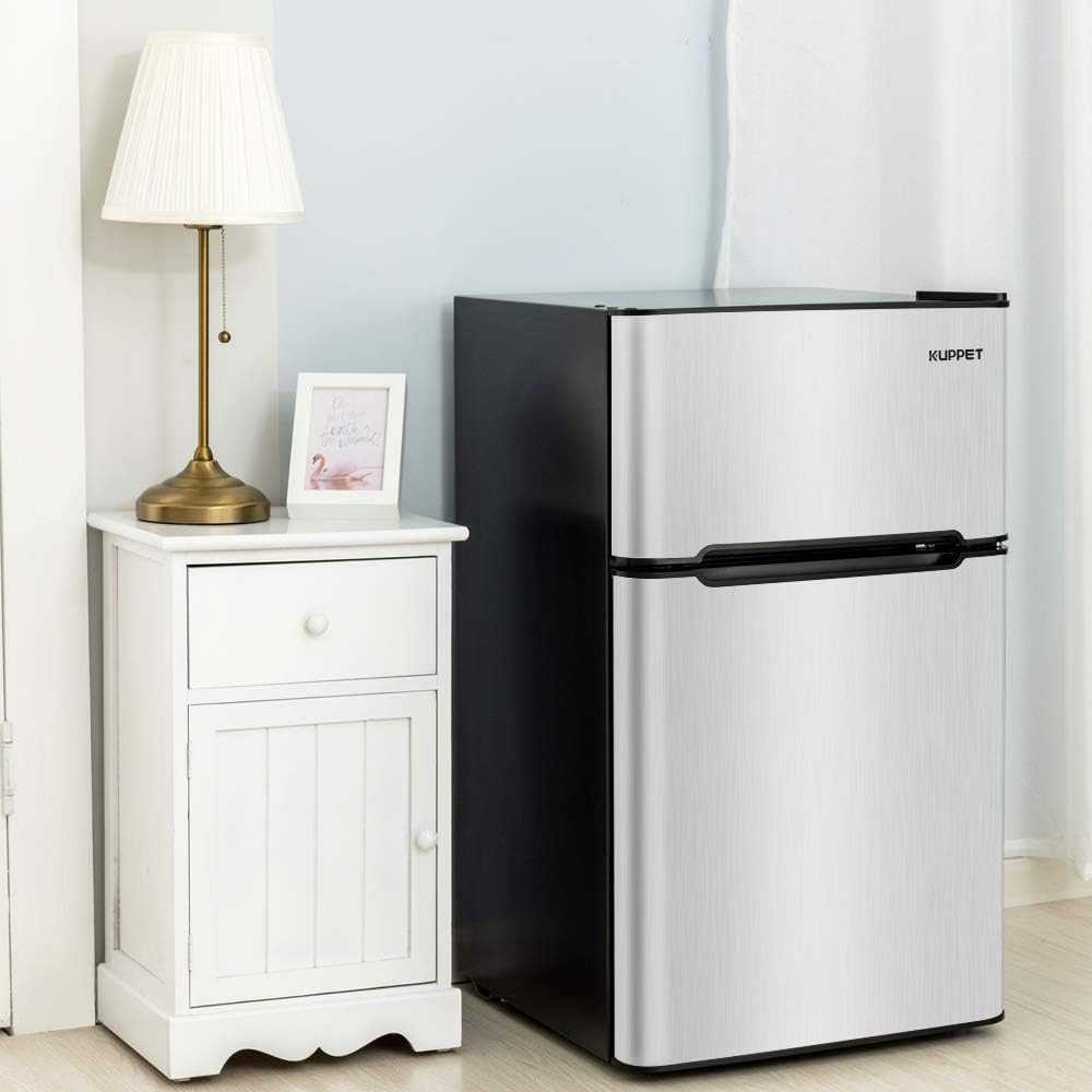 Compact 3.2 Cu.Ft Double Door Stainless Steel Refrigerator G339