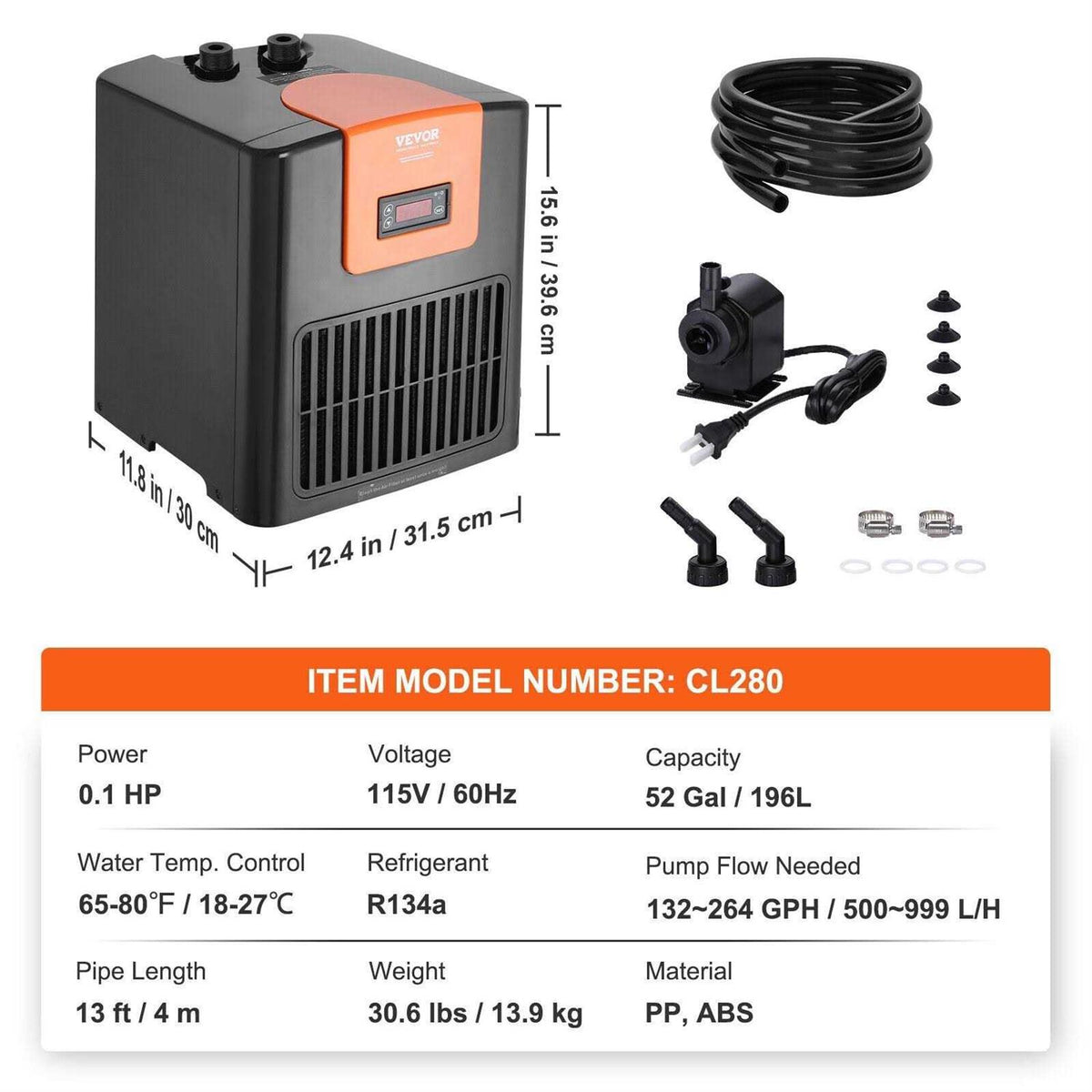 52 Gal 1/10 HP Hydroponic Water Chiller I4712