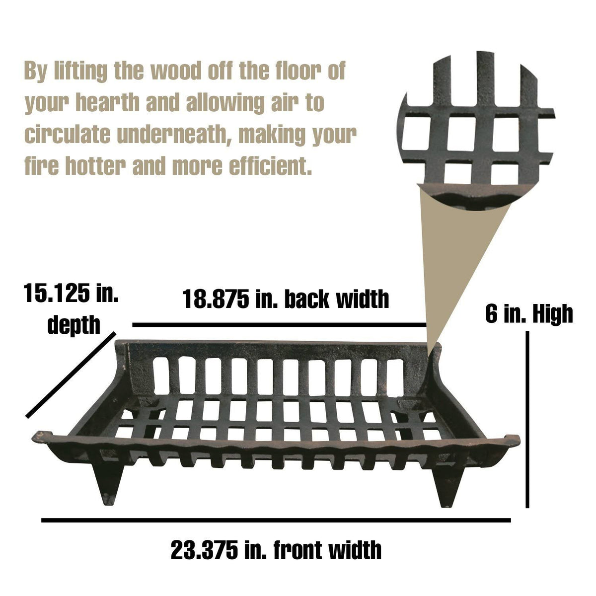 Cast Iron Fire Grate Black 24 inch G209435