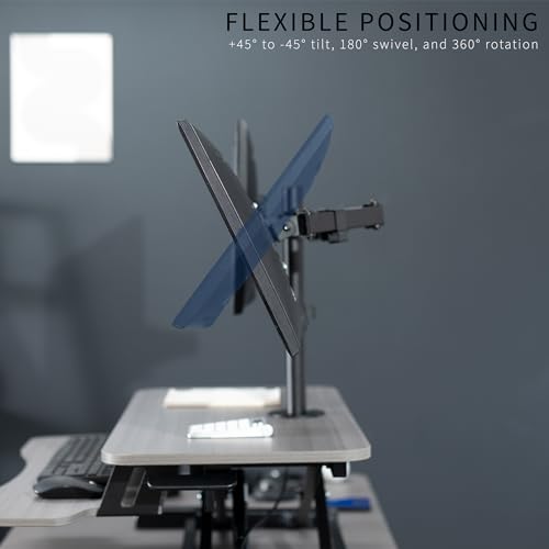White 32 inch Height Adjustable Standing Desk Converter with Dual Monitor Stand B243