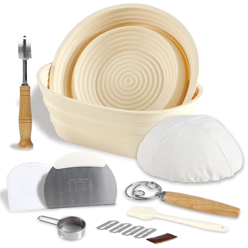 9.5 Inch Round & 10.5 Inch Oval Foldable Sourdough Bread Proofing Basket with Linen Liner Y804