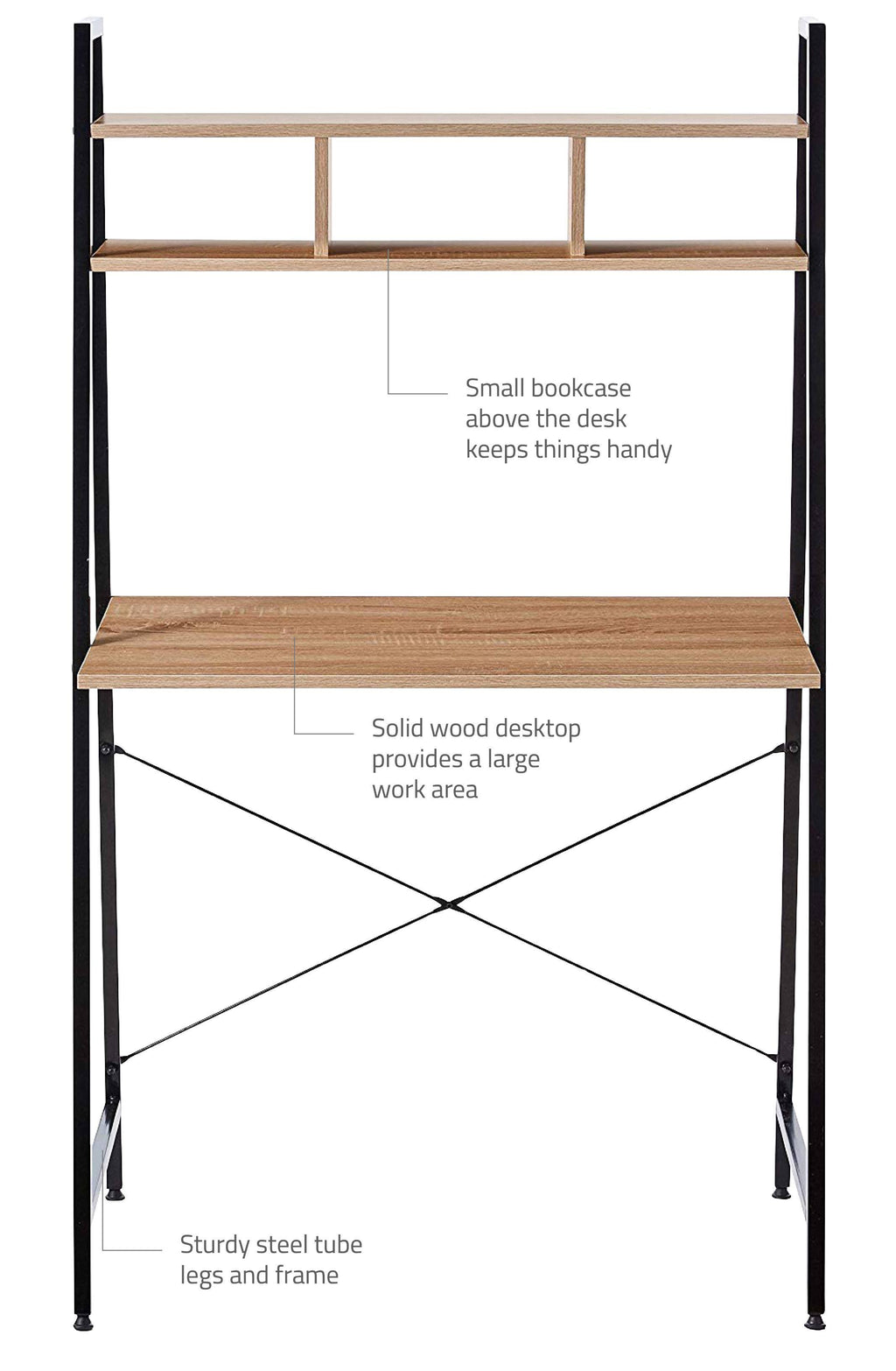 Black Steel Frame Desk with Bookcase V14822