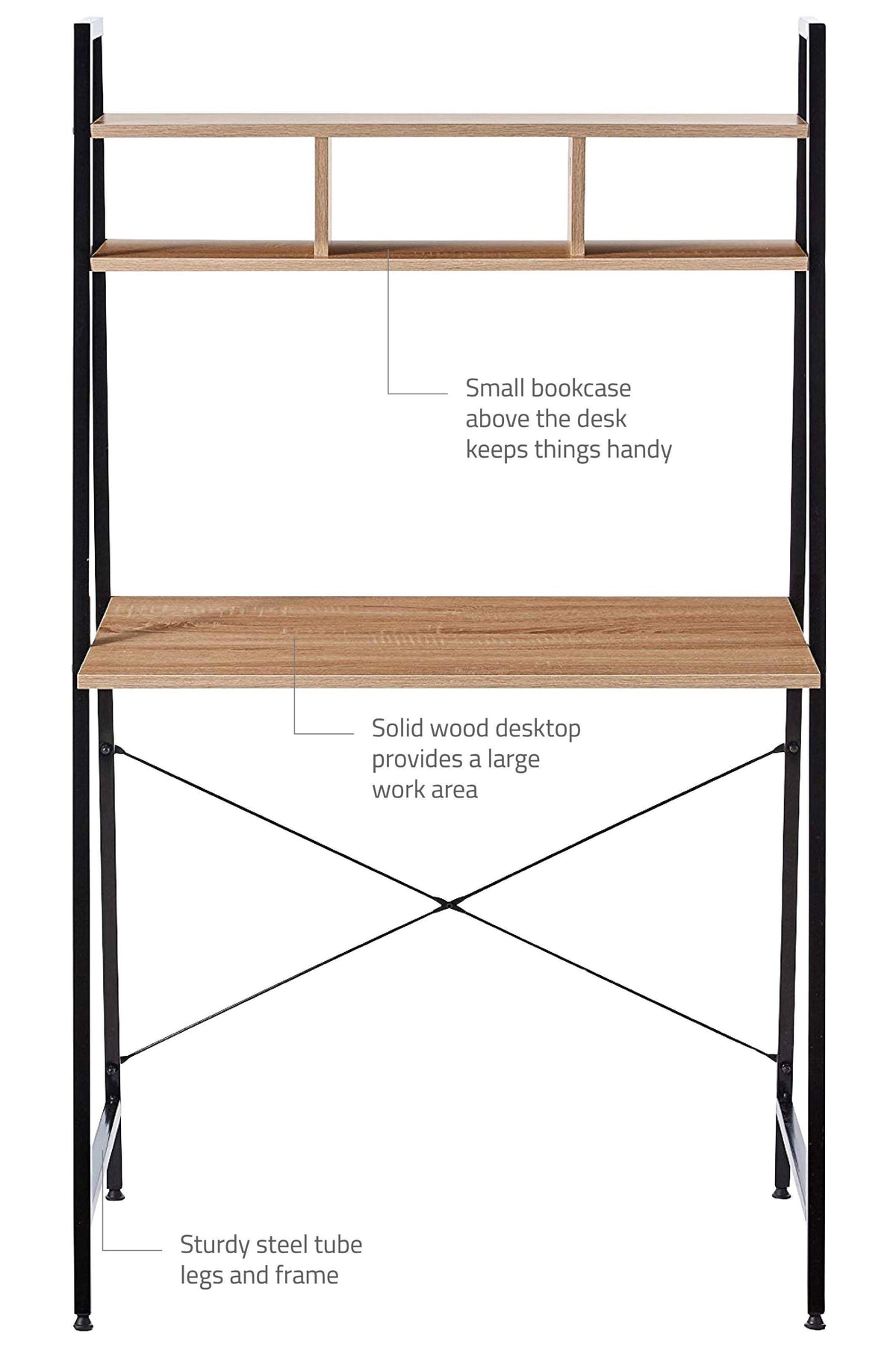 Black Steel Frame Desk with Bookcase V14822