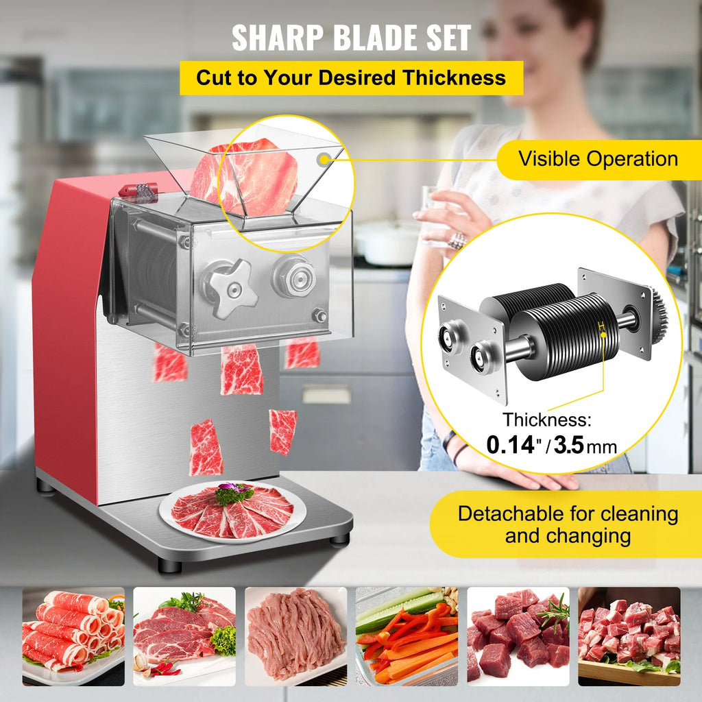 Red Electric Stainless Steel Meat Cutter with 3.5mm Blade I74169