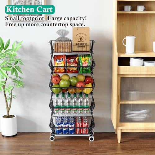 5 Tier Wire Fruit Basket with Wheels V288101