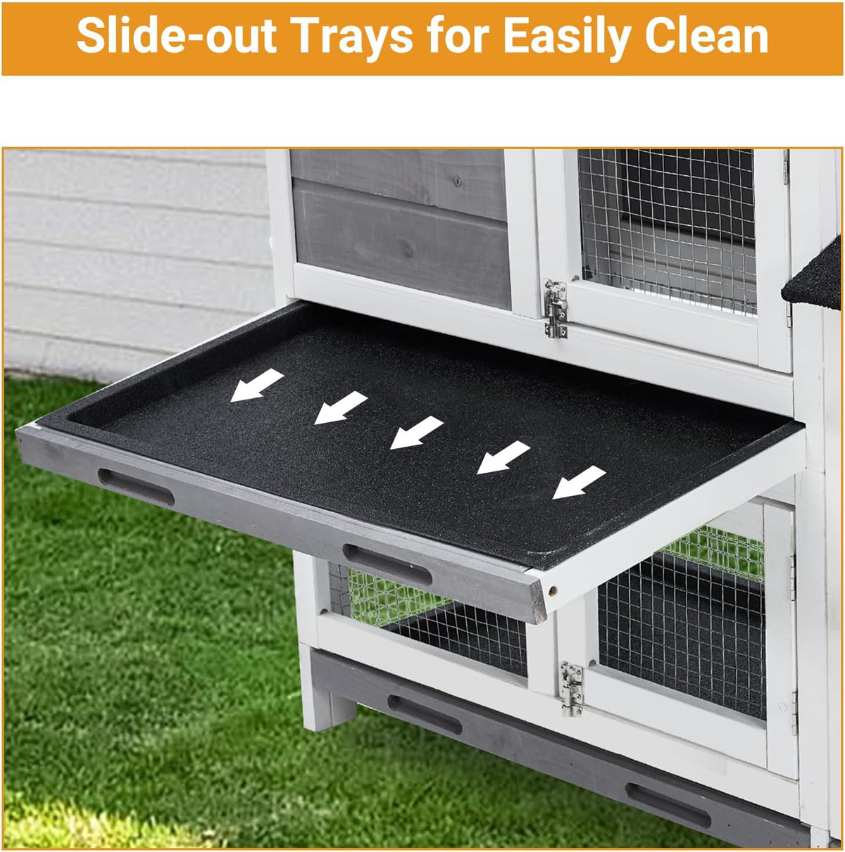 62" Wooden Waterproof Bunny Hutch Rabbit Cage Guinea Pig Coop with Stairs and Cleaning Tray V822