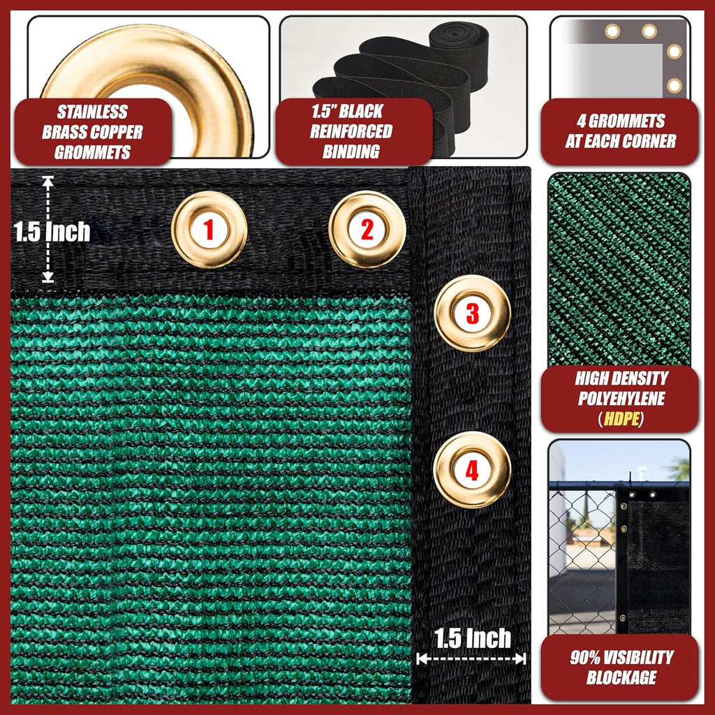 Green Fence Privacy Screen with Bindings & Grommets A733985