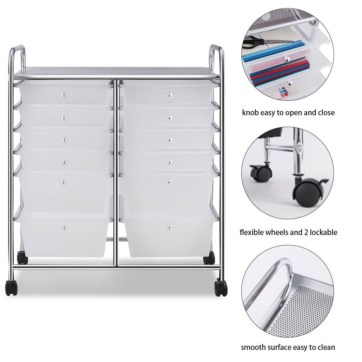 12 Storage Drawer Organizer Rolling Cart B58783