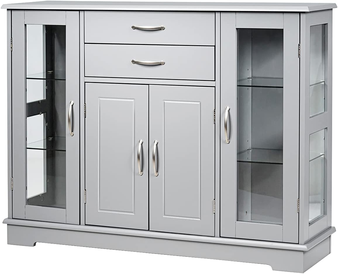 Gray Dining Sideboard Buffet with Glass Door O1024
