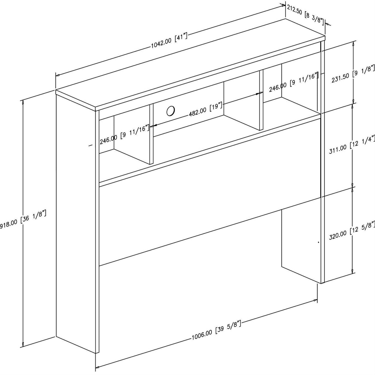 White Wood Twin Size Bookcase Headboard R78889