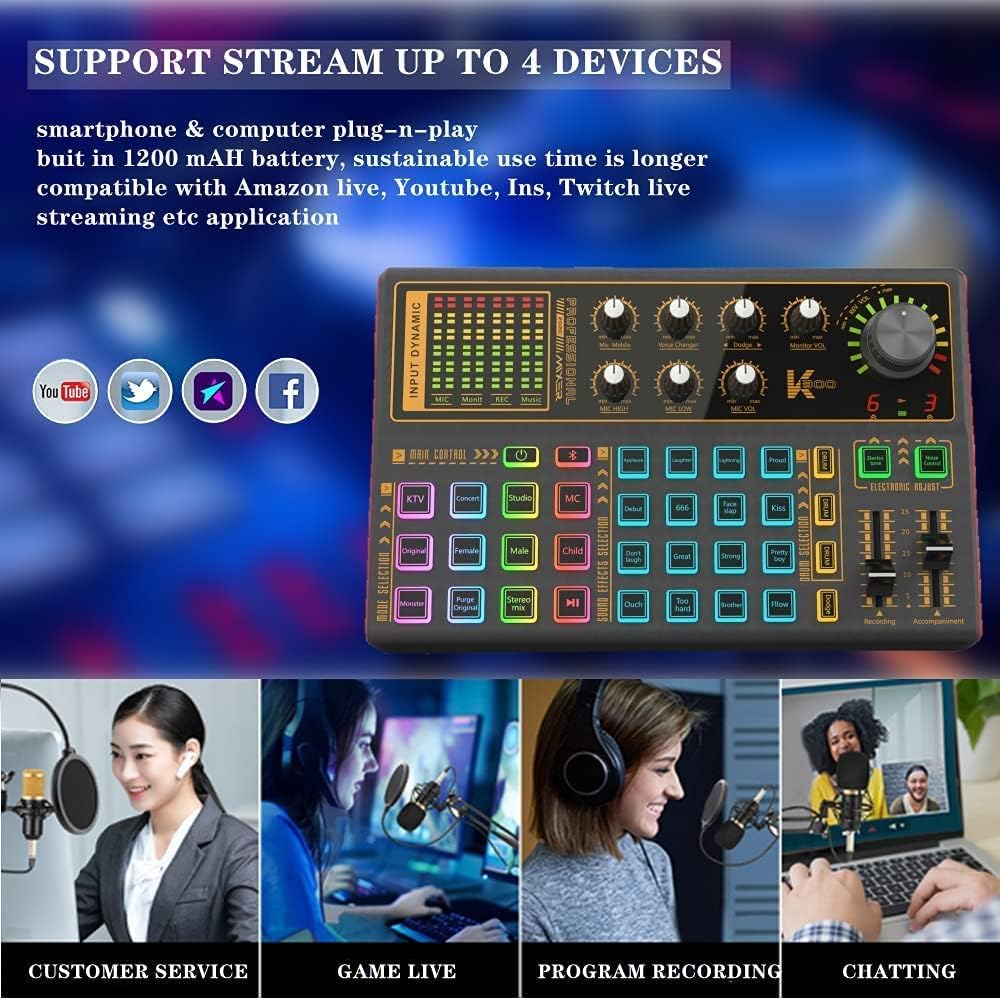 LED Light Sound Mixer Board with Voice Changer, Pack of 2 K561