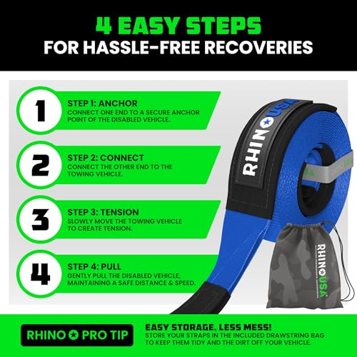Recovery Tow Strap 3" x 20' 31,518lb Break Strength Heavy Duty Towing Strap P786713
