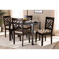 Sand Fabric Upholstered Espresso Brown Wood 5-Piece Dining Set I592