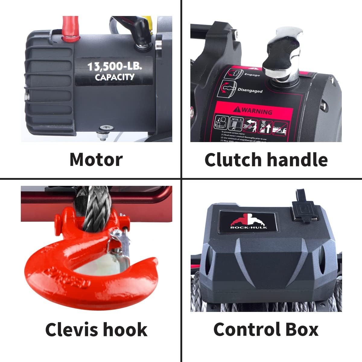 13500 lb Waterproof Synthetic Rope Electric Winch Kit T272