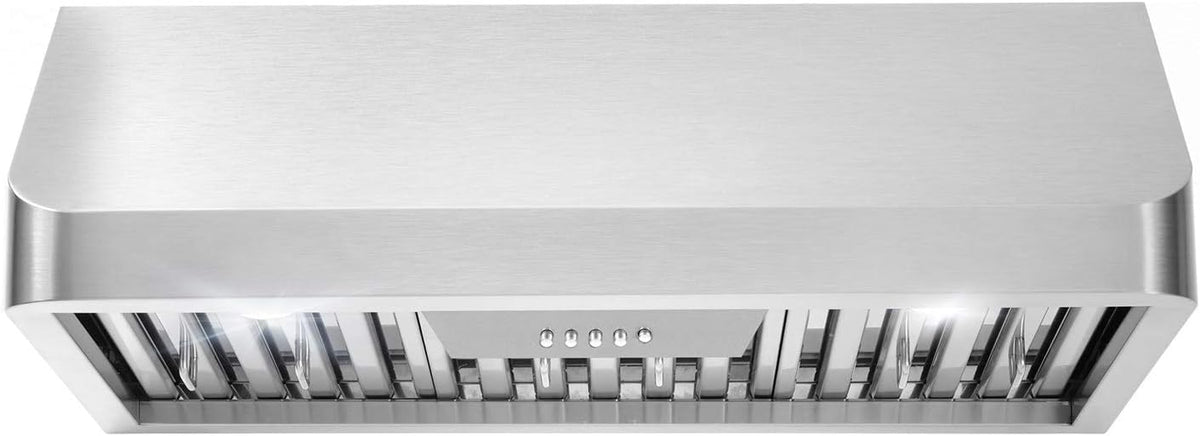 Stainless Steel Under Cabinet Range Hood with Push Button Controls, Permanent Filters, LED Lights S62561