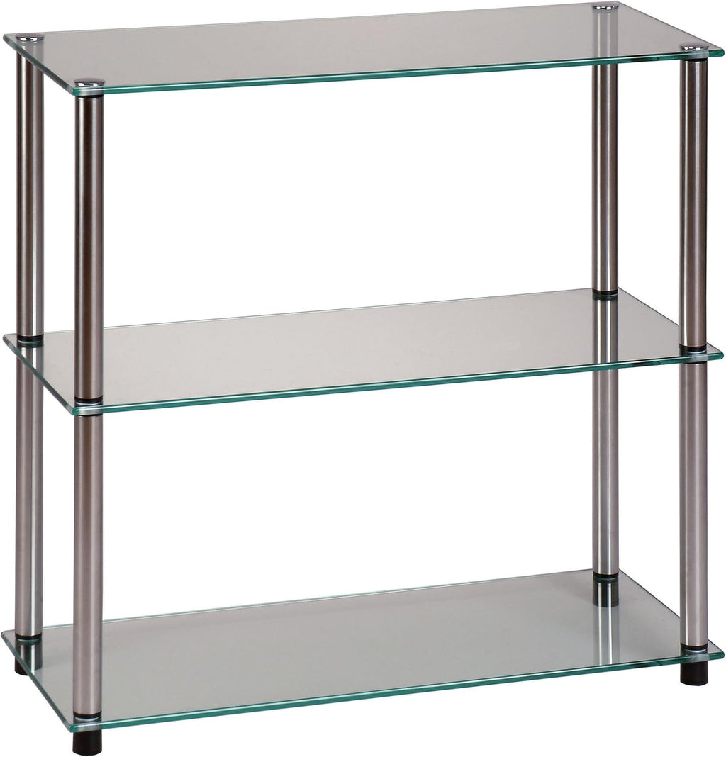 Black 3-Shelf Glass Bookcase D19199