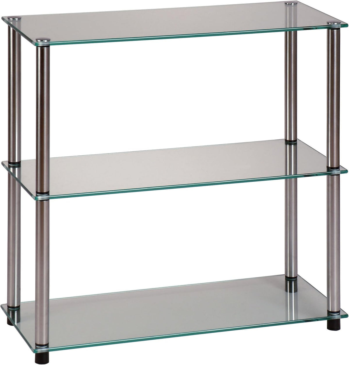 Black 3-Shelf Glass Bookcase D19199