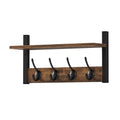 Rustic Brown Wood Coat Rack with 16 Hooks, Set of 4 H2836