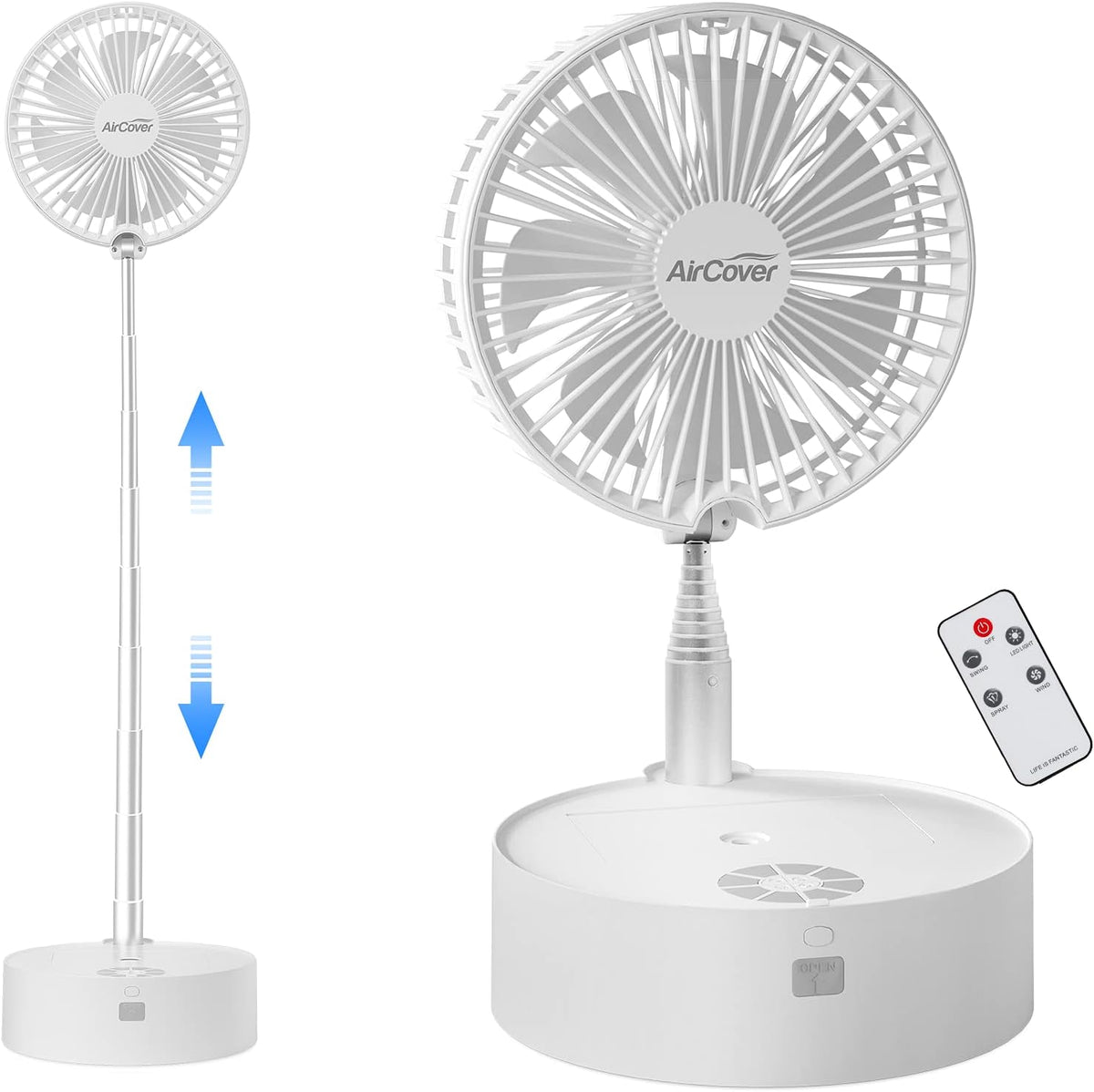 8-Inch Cordless Rechargeable Oscillating Fan with Remote A370416