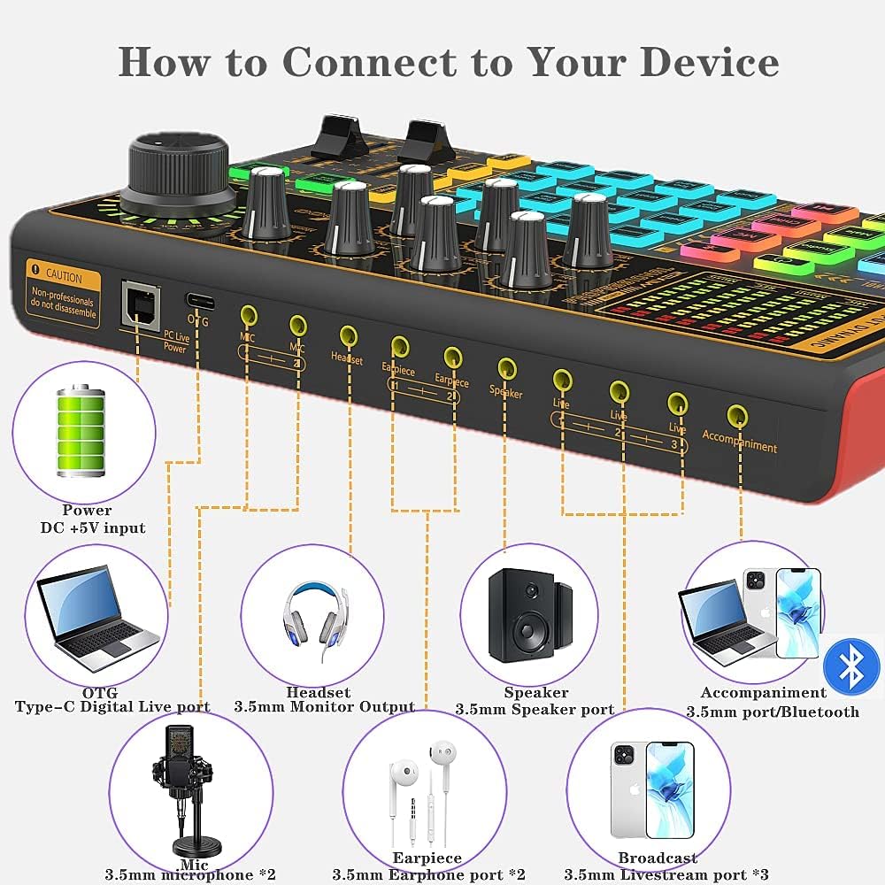 LED Light Sound Mixer Board with Voice Changer, Pack of 2 K561