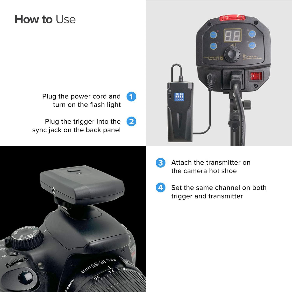 300W 5600K Flash Strobe Monolight with Wireless Trigger & Receiver J21468