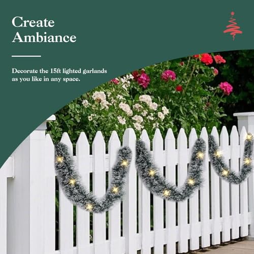 15FT Lighted Artificial Christmas Garland with Lights 2 Pack U6218