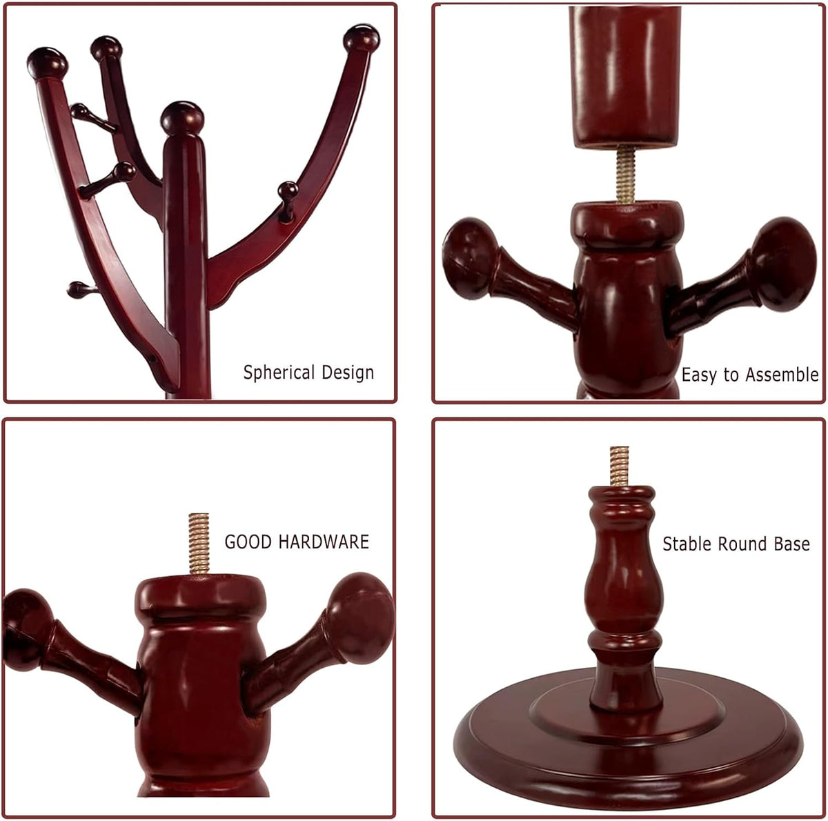 Freestanding Wood Coat Rack with 11 Hooks J93574