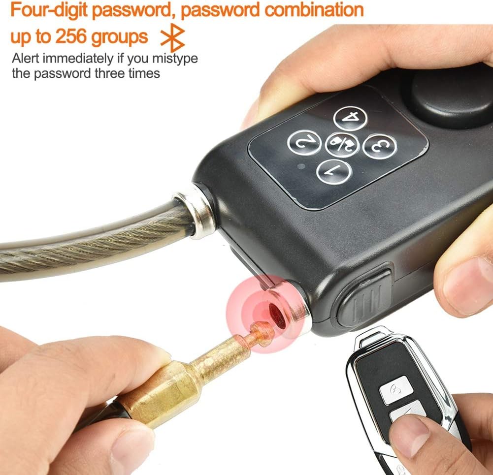 Anti-Theft Wireless Remote Control Alarm Bike Lock 4-Digit Password IP55 Waterproof H5457