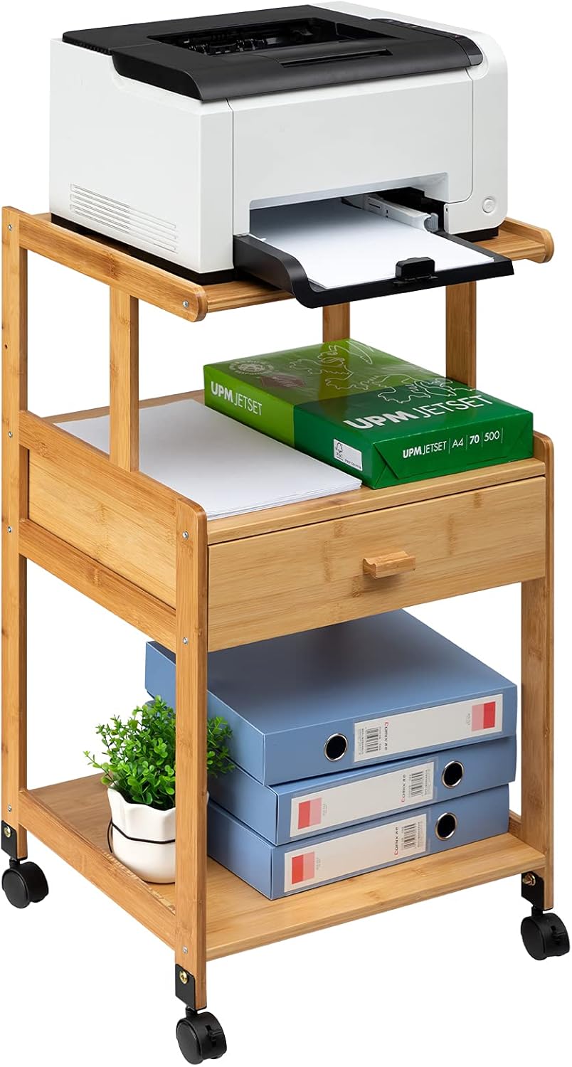 3-Tiers Mobile Printer Stand with Drawer I3415