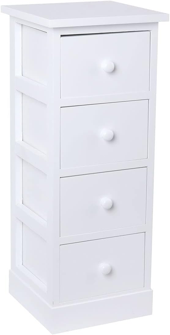 White 4 Drawer Wooden Bathroom Storage Cabinet X126962