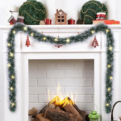 15FT Lighted Artificial Christmas Garland with Lights 2 Pack U6218