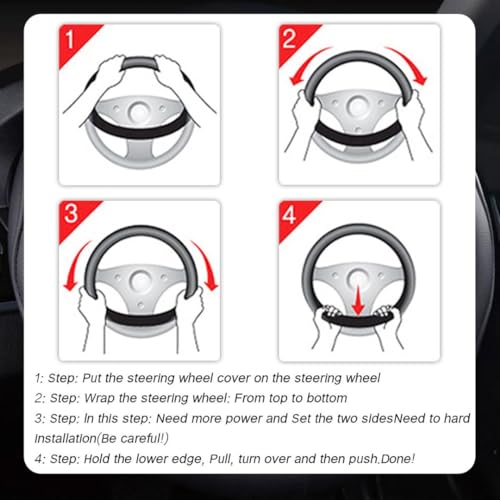 Leather Car Steering Wheel Cover, 14.5-15 Inch Universal H452699